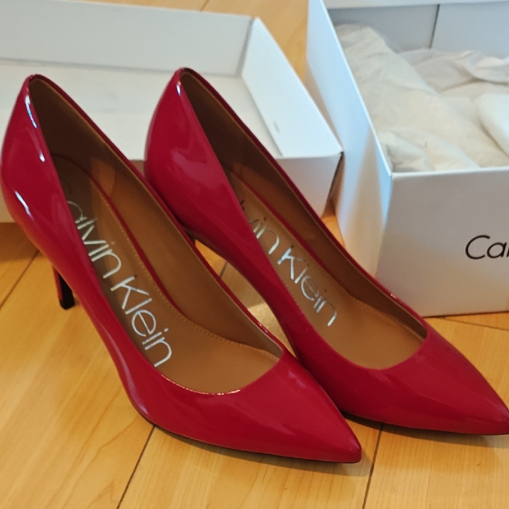 Calvin Klein Vibrant Red Patent Heels